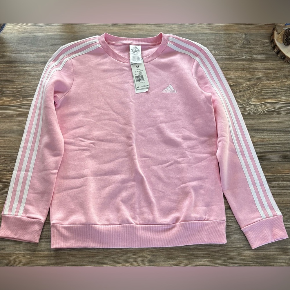 Adidas Light Pink Crewneck with White Accents